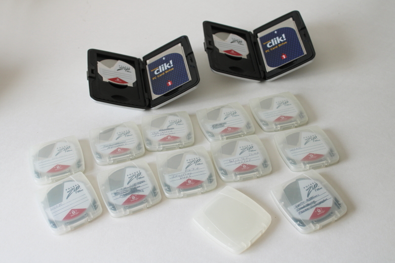 photo of vintage PC computer Iomega Clik! card drives & storage disc lot 40 MB Pocket Zip mini disks used  #1